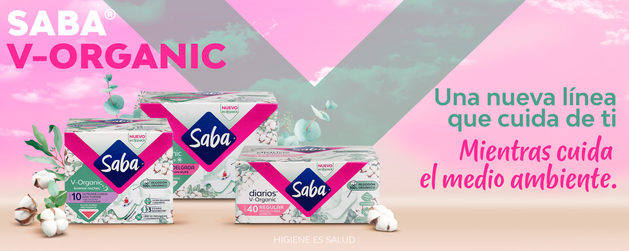 Saba® V-Organic una nueva línea que cuida de ti mientras cuida el medio ambiente.